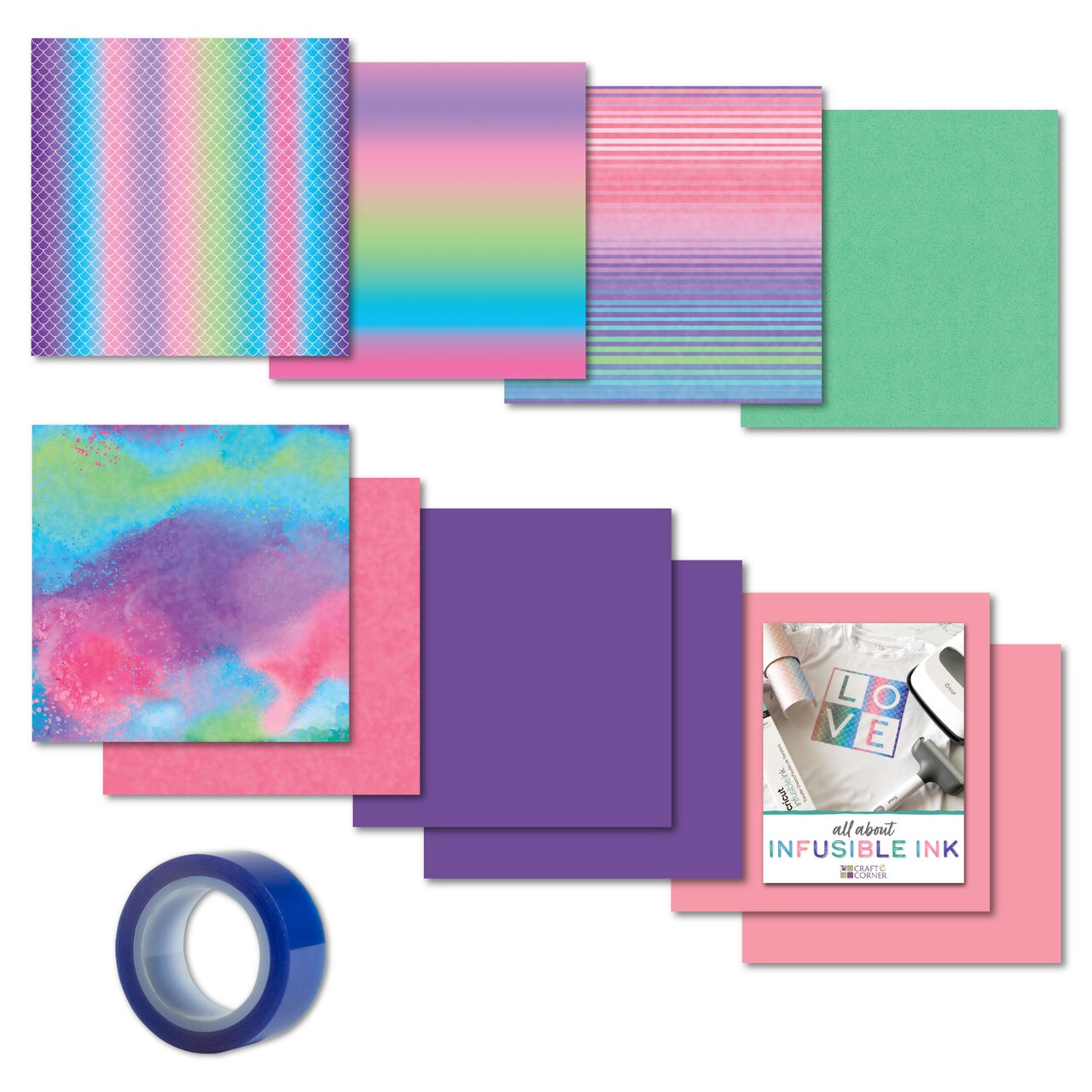 Cricut Infusible Ink Bundle with Mermaid, Watercolor and Solid Transfer Sheets